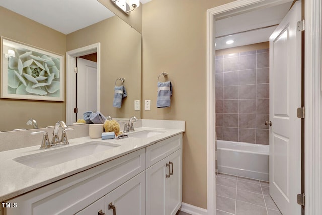 3010 Shady Sage Way Lot 15, Apex, NC 27523 - full bathroom featuring double vanity, tile patterned floors, and tub / shower combination