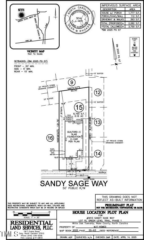 3010 Shady Sage Way Lot 15, Apex, NC 27523 - survey map / technical document