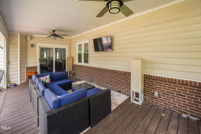 316 Boltstone Ct, Cary, NC 27513 - deck with a ceiling fan and an outdoor hangout area