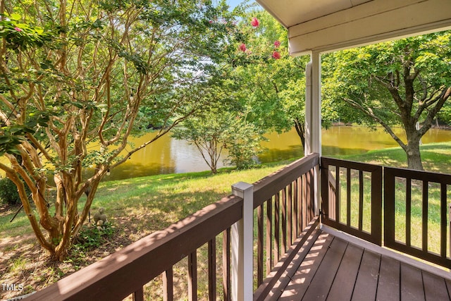 316 Boltstone Ct, Cary, NC 27513 - wooden deck with a water view