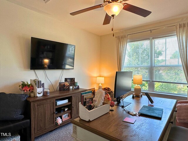 505 Poplar St, Durham, NC 27703 - office area featuring a ceiling fan