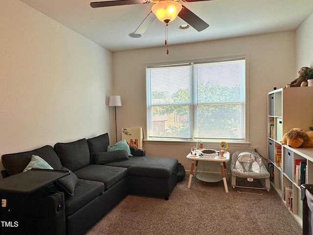 505 Poplar St, Durham, NC 27703 - living area with ceiling fan and carpet floors