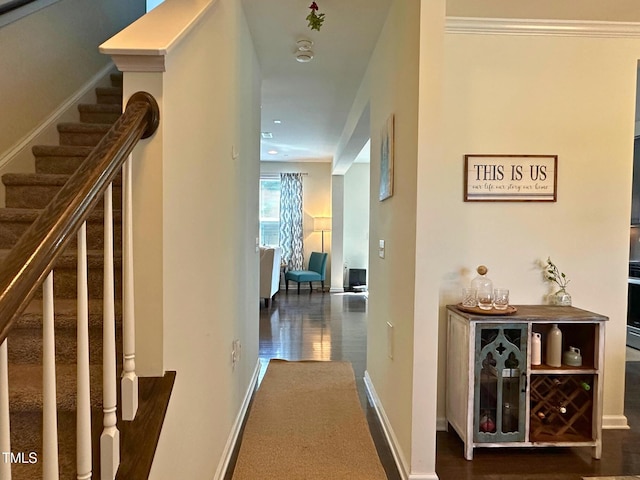 505 Poplar St, Durham, NC 27703 - hallway featuring baseboards and stairway