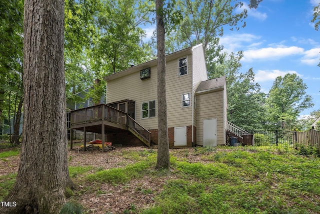 350 Amherst Creek Dr, Wake Forest, NC 27587 - rear view of property featuring stairs and a deck