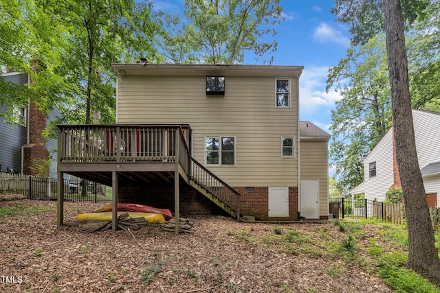 350 Amherst Creek Dr, Wake Forest, NC 27587 - rear view of house featuring stairway and a deck