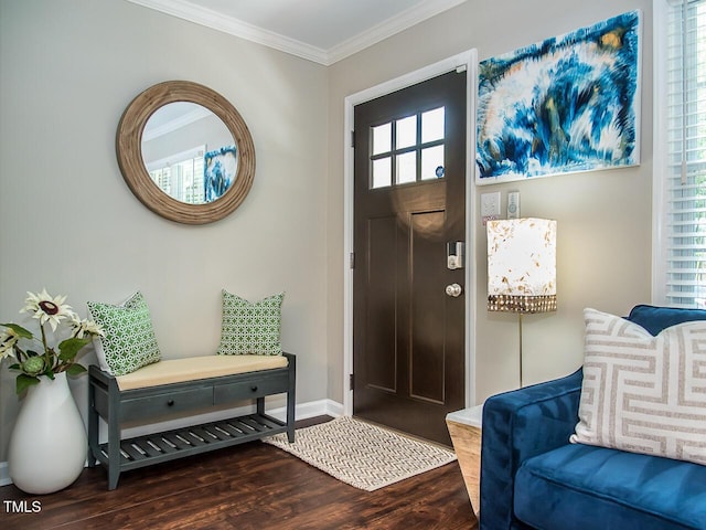 3009 Omah St, Durham, NC 27705 - foyer entrance featuring wood finished floors and crown molding