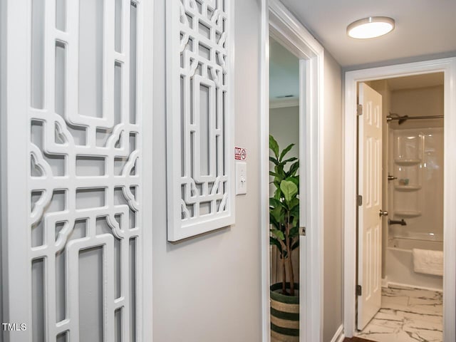 3009 Omah St, Durham, NC 27705 - hall featuring marble look tiles