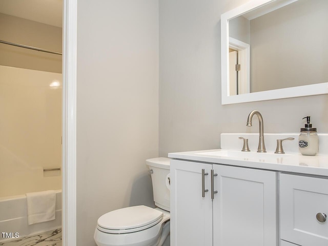 3009 Omah St, Durham, NC 27705 - bathroom featuring vanity, shower / bathtub combination, and marble finish floors