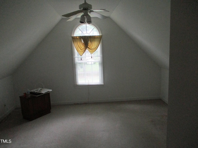 4817 Tupenny Ln, Raleigh, NC 27606 - additional living space featuring vaulted ceiling, ceiling fan, and carpet floors