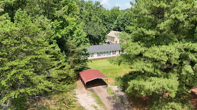 205 N Raleigh Farms Rd, Youngsville, NC 27596 - view from above of property with a forest