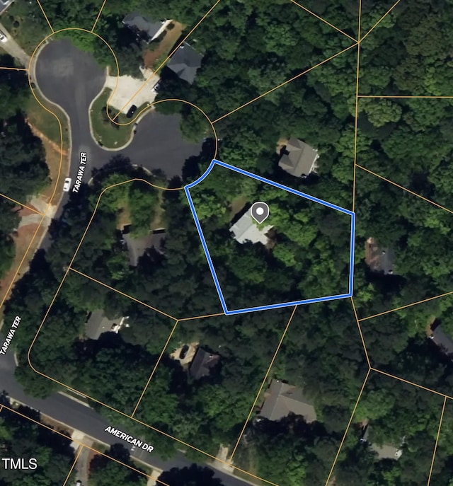 10 Tarawa Ter, Durham, NC 27705 - aerial view of property's location with property boundaries highlighted
