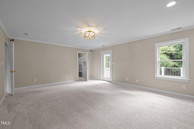 202 Bridewell Ct, Cary, NC 27518 - spare room with ornamental molding and light colored carpet
