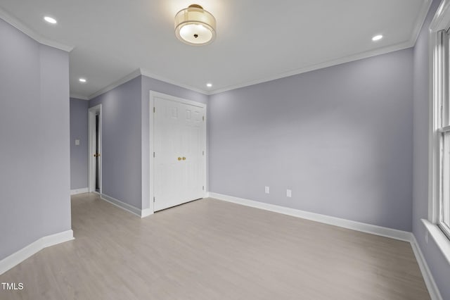 202 Bridewell Ct, Cary, NC 27518 - empty room featuring crown molding, light wood finished floors, and recessed lighting