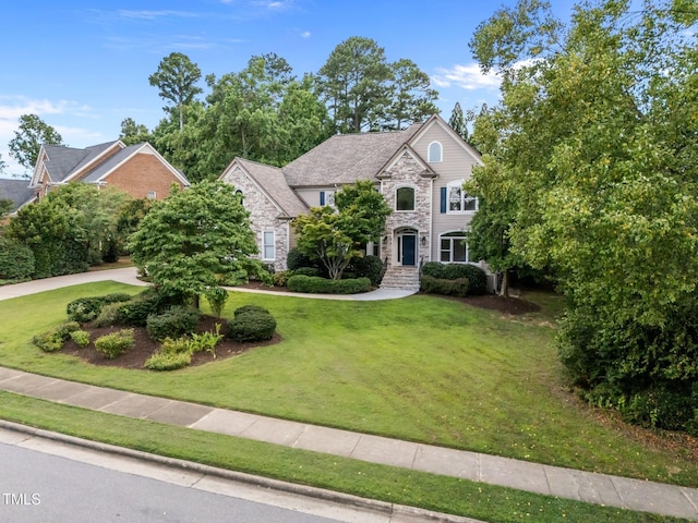 202 Bridewell Ct, Cary, NC 27518 - view of front of property featuring stone siding and a front yard