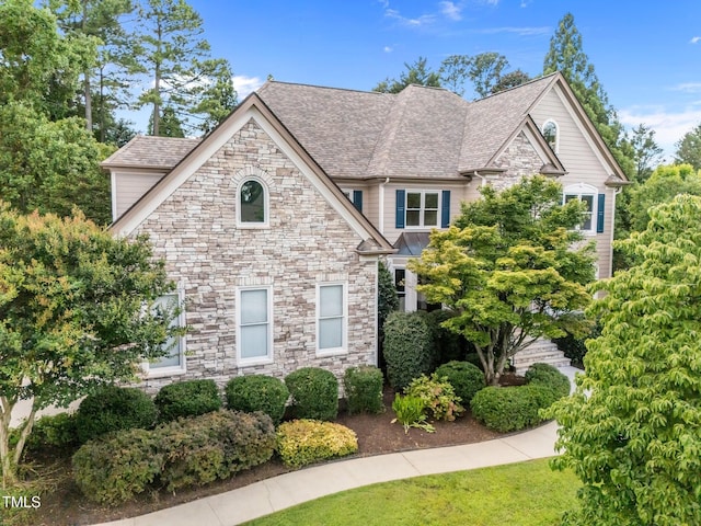 202 Bridewell Ct, Cary, NC 27518 - view of front of home with stone siding and a shingled roof