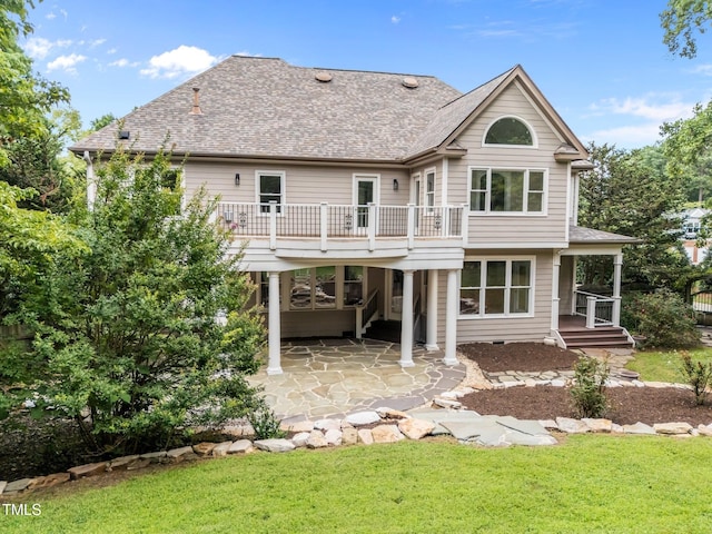 202 Bridewell Ct, Cary, NC 27518 - back of house with a yard, roof with shingles, a patio area, and a deck