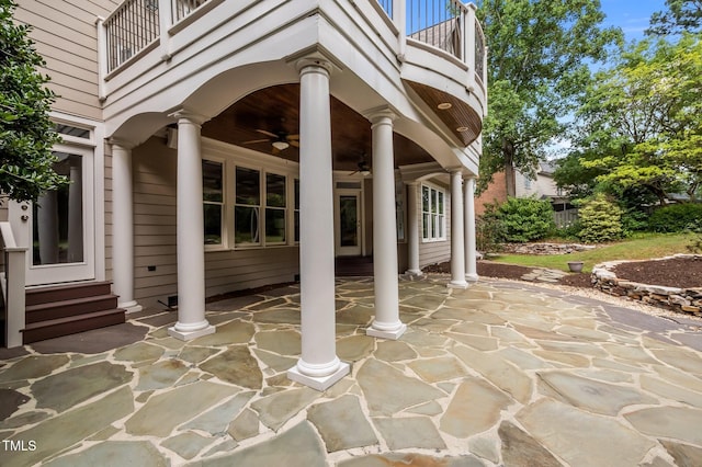 202 Bridewell Ct, Cary, NC 27518 - patio / terrace featuring ceiling fan, a patio area, and entry steps