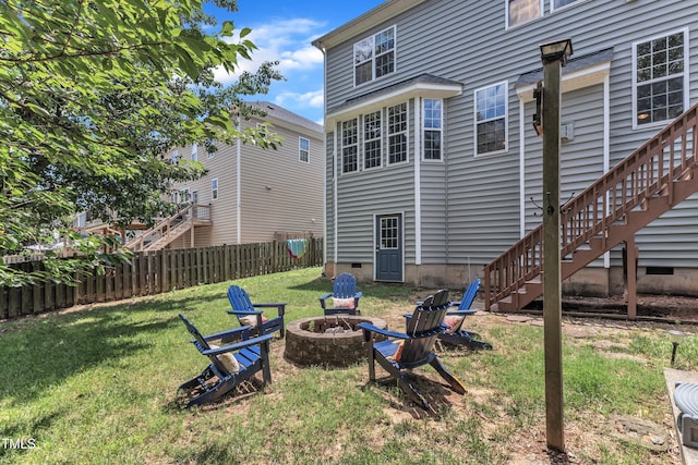 3905 Song Sparrow Dr, Wake Forest, NC 27587 - view of yard with an outdoor fire pit and stairs