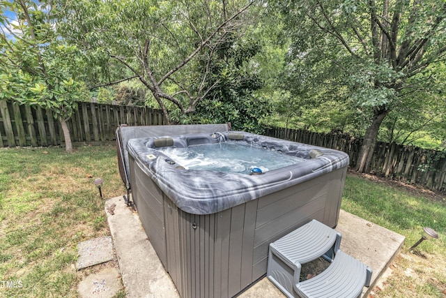 3905 Song Sparrow Dr, Wake Forest, NC 27587 - fenced backyard featuring a hot tub