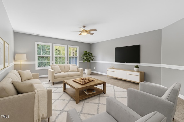 3905 Song Sparrow Dr, Wake Forest, NC 27587 - living area with light colored carpet and ceiling fan