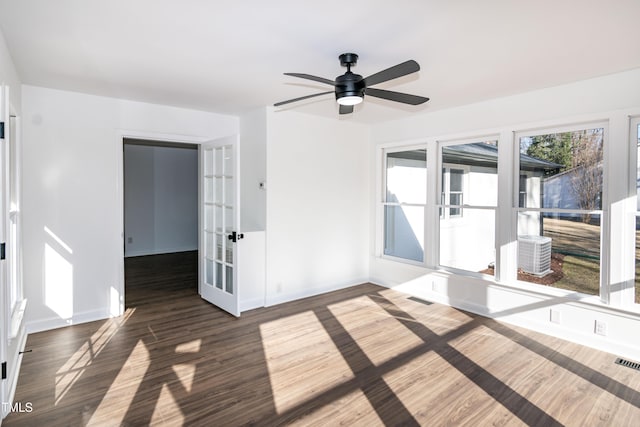 5920 Holly Dr, Raleigh, NC 27616 - unfurnished room with a ceiling fan, french doors, and wood finished floors