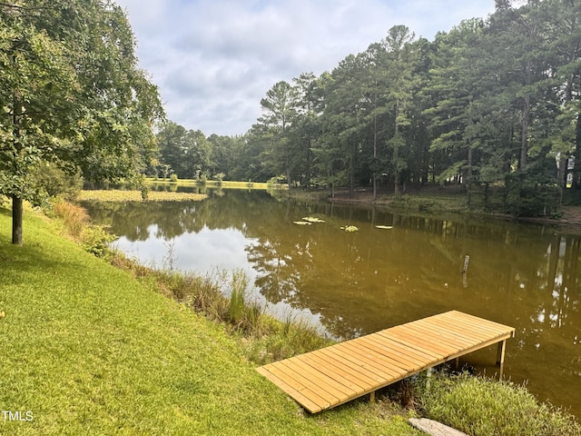 5920 Holly Dr, Raleigh, NC 27616 - dock featuring a forest view and a water view