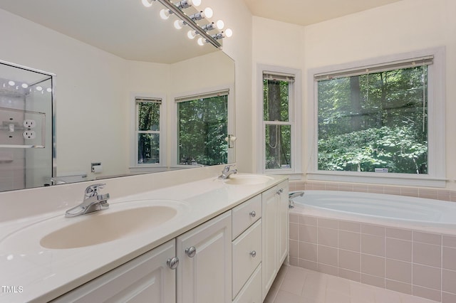 23 Lauren Ct, Pittsboro, NC 27312 - full bath featuring a bath, double vanity, and tile patterned floors
