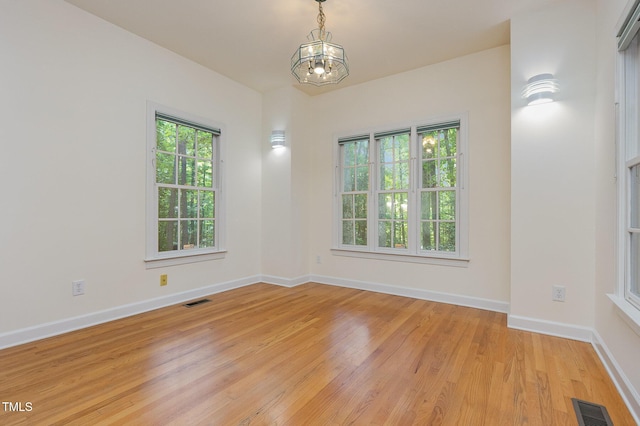 23 Lauren Ct, Pittsboro, NC 27312 - spare room featuring plenty of natural light, a chandelier, and light wood-style flooring