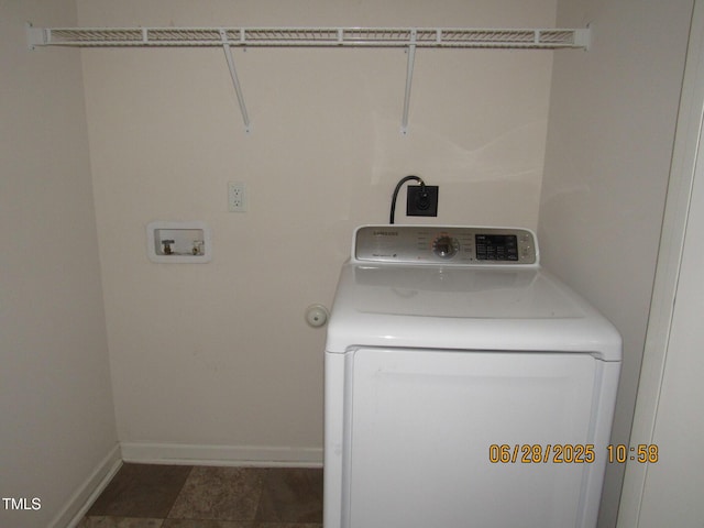 1617 Friendly Rd, Dunn, NC 28334 - laundry area with washer / clothes dryer and baseboards