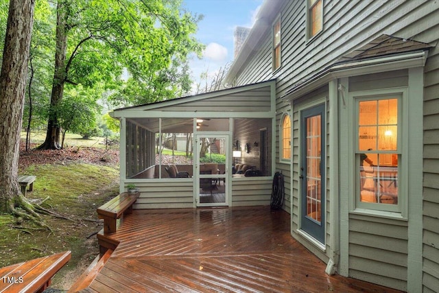 12329 Whartons Way, Raleigh, NC 27613 - deck featuring a sunroom