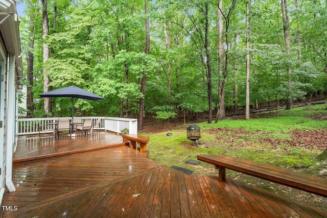 12329 Whartons Way, Raleigh, NC 27613 - wooden deck with a view of trees