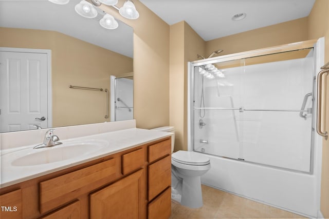 336 Faith Dr, Gibsonville, NC 27249 - bathroom featuring vanity, shower / bath combination with glass door, and tile patterned flooring