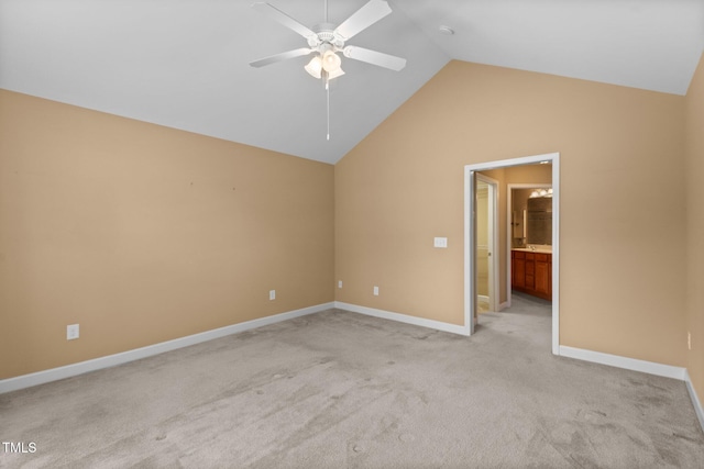 336 Faith Dr, Gibsonville, NC 27249 - unfurnished room featuring a ceiling fan, vaulted ceiling, and light carpet