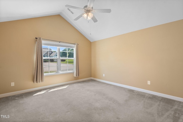336 Faith Dr, Gibsonville, NC 27249 - carpeted empty room featuring a ceiling fan and vaulted ceiling