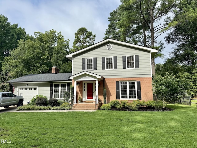 138 Dorsey Pl, Henderson, NC 27536 - traditional-style house with an attached garage, brick siding, and a front lawn