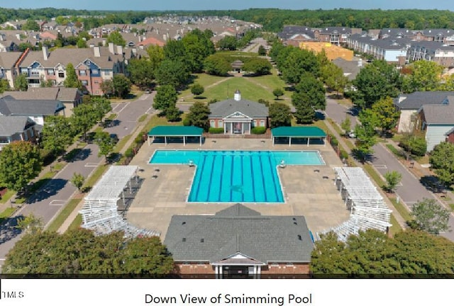 308 Minton Valley Ln, Cary, NC 27519 - aerial view of residential area with a pool area