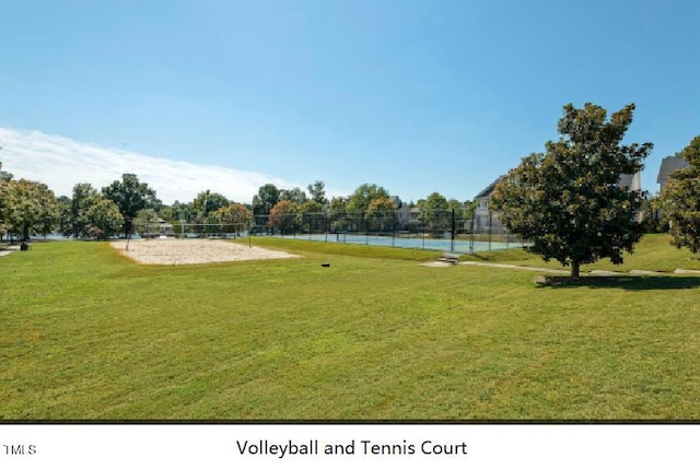 308 Minton Valley Ln, Cary, NC 27519 - view of yard with a water view, volleyball court, and a tennis court