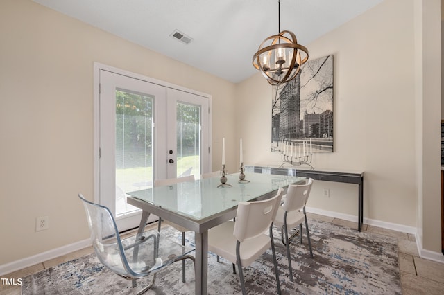 10 N Berrymeadow Ln, Durham, NC 27703 - dining room featuring a chandelier and french doors