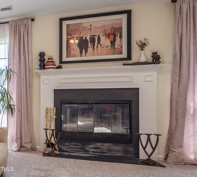 10 N Berrymeadow Ln, Durham, NC 27703 - detailed view of a glass covered fireplace and carpet floors