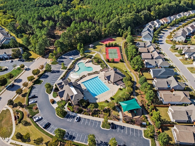 2801 Casona Way, Raleigh, NC 27616 - aerial view of property's location featuring a pool area and a heavily wooded area