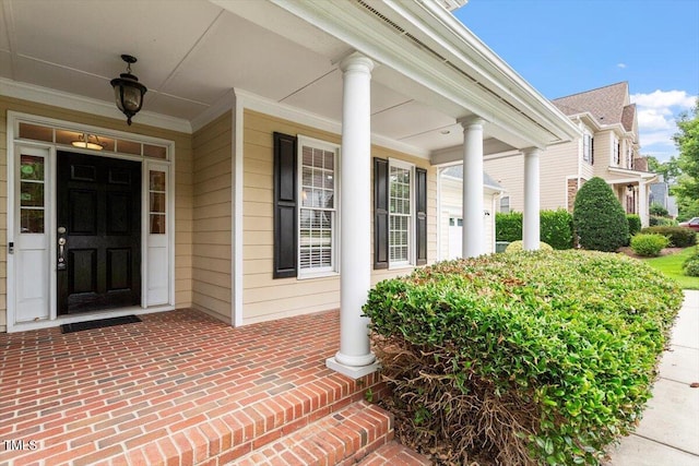 5001 Sears Farm Rd, Cary, NC 27519 - doorway to property with a porch