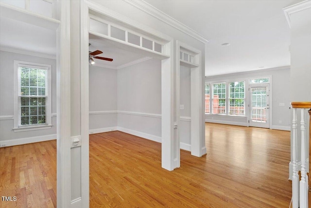 5001 Sears Farm Rd, Cary, NC 27519 - corridor with crown molding and wood finished floors
