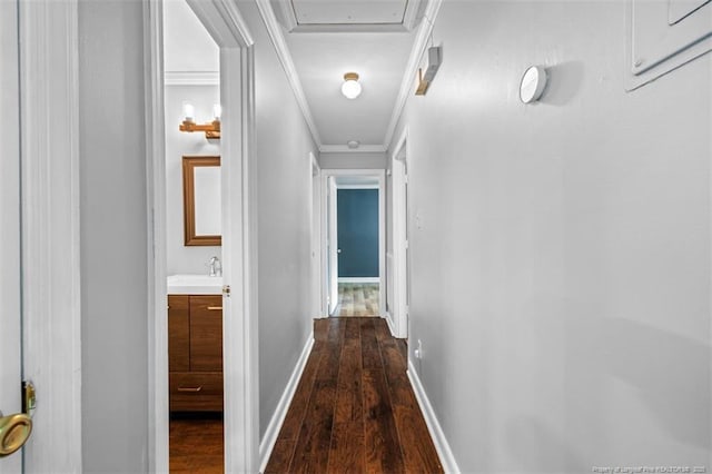 4209 Coventry Rd, Fayetteville, NC 28304 - hall with dark wood finished floors and crown molding