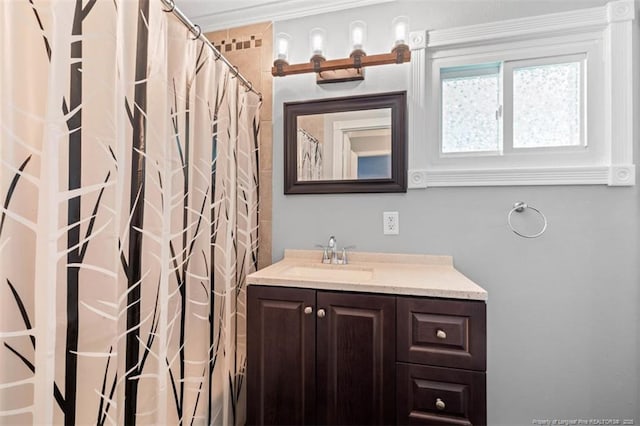 4209 Coventry Rd, Fayetteville, NC 28304 - bathroom with vanity and a shower with curtain