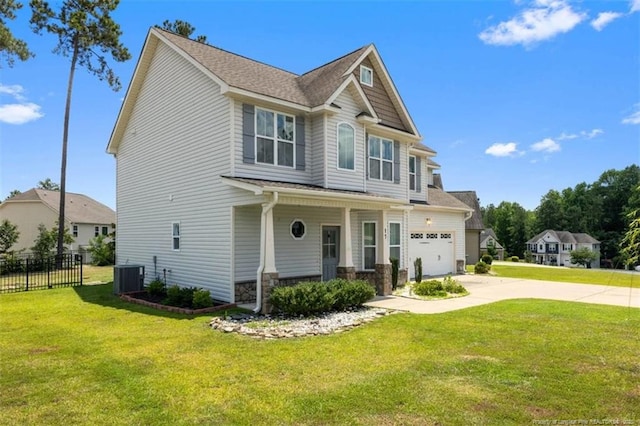 17 Tanawha Ct, Spring Lake, NC 28390 - craftsman house with concrete driveway, covered porch, and stone siding
