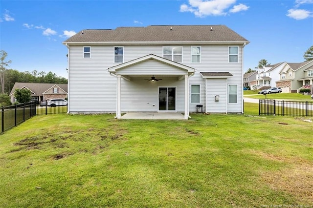 17 Tanawha Ct, Spring Lake, NC 28390 - back of property with ceiling fan, a patio, a fenced backyard, and a residential view