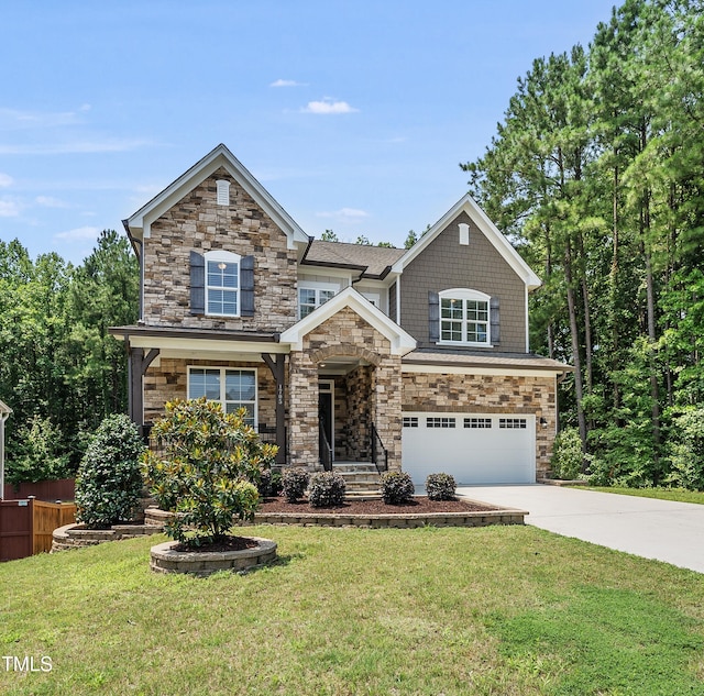 1705 Pointe Xing, Apex, NC 27523 - view of front of property featuring a garage, concrete driveway, and stone siding