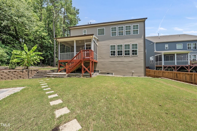 1705 Pointe Xing, Apex, NC 27523 - rear view of house with a sunroom, stairs, and crawl space
