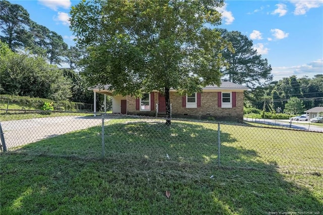 2619 Dumfries Dr, Fayetteville, NC 28306 - view of front of home with crawl space, a carport, driveway, and brick siding