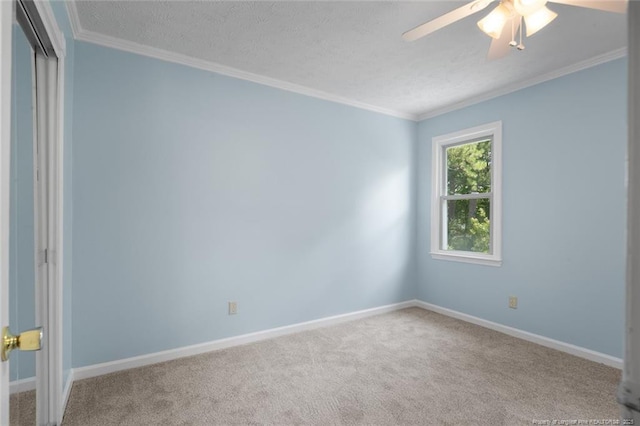 3464 Mcchoen Dr, Fayetteville, NC 28311 - carpeted spare room with ceiling fan, crown molding, and a textured ceiling